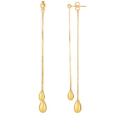 14K Yellow Gold Multi Stranded Pear Shaped Front And Back Style Drop Earrings fine designer jewelry for men and women